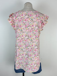 Karla Floral Ruffle Sleeve Top in Apricot