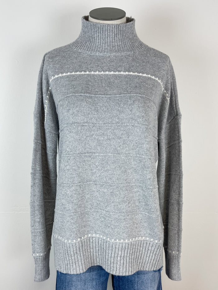 Milena Textured Stripe Sweater in Heather Grey