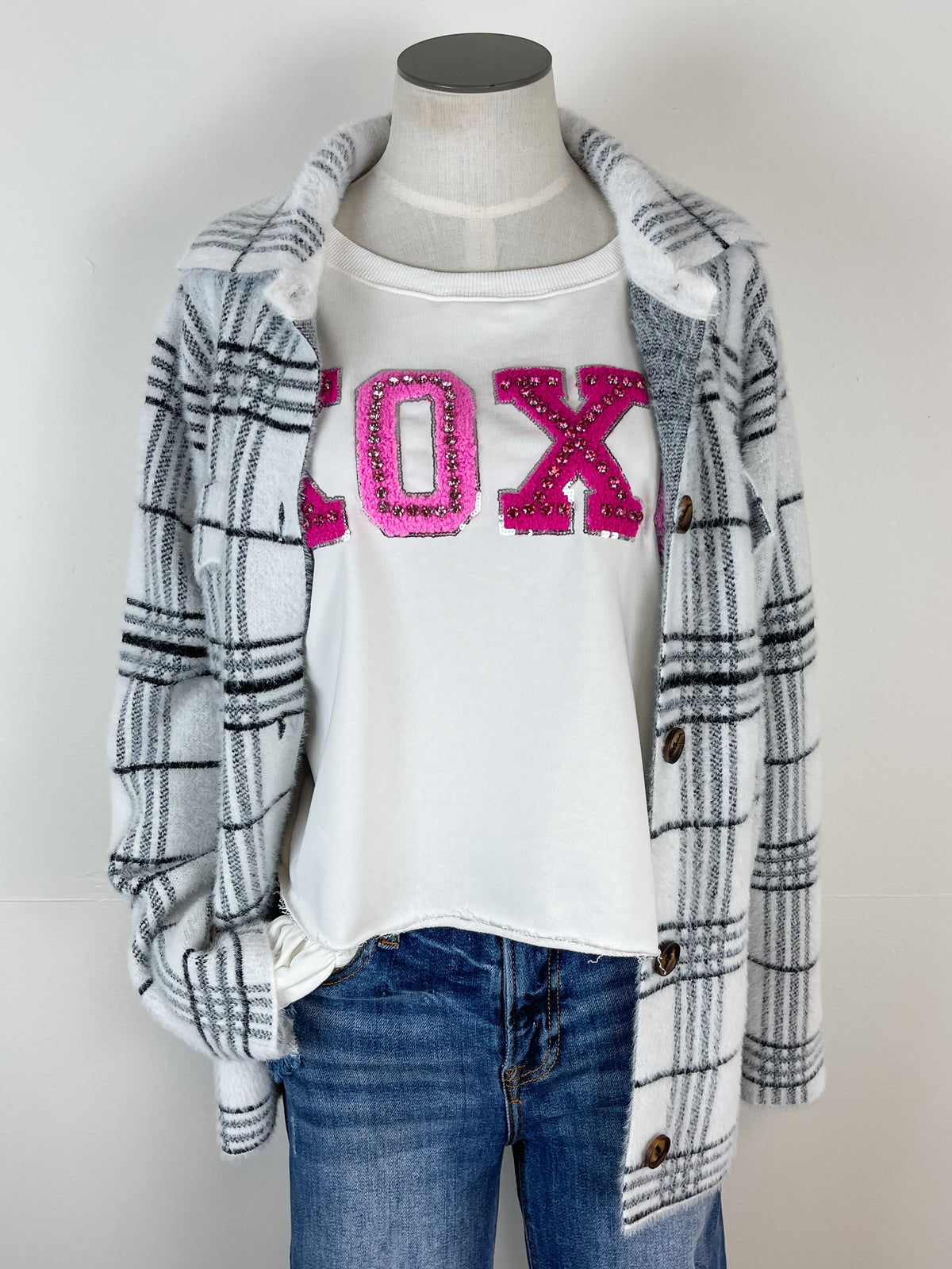 XOXO Cropped Sweatshirt in White
