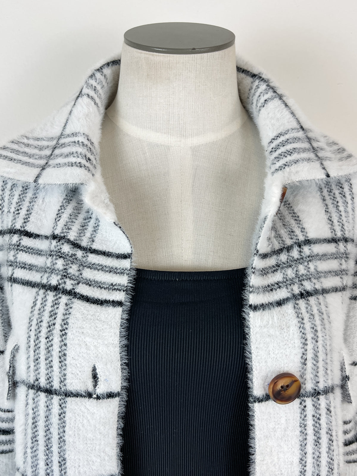 Laura Plaid Sweater Jacket in Ivory/Black
