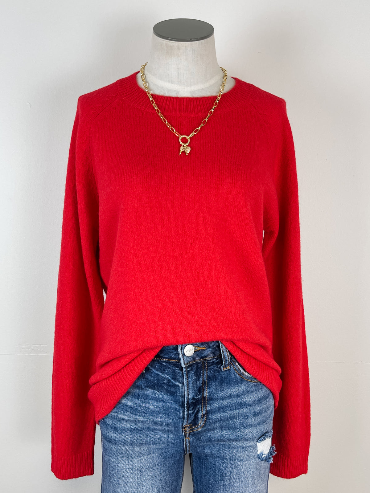 Payton Basic Sweater in Red