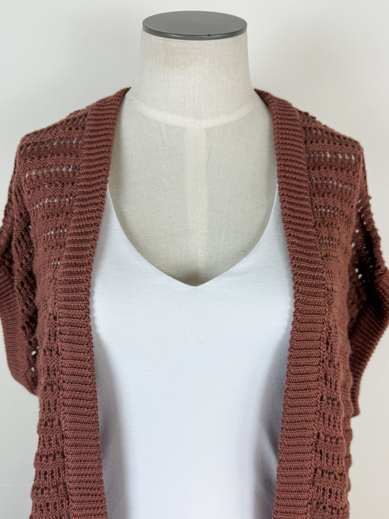 Maisy Crochet Knit Cardigan in Brick