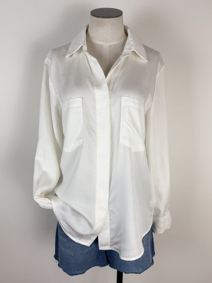 Nancy Button Down Top in Soft White