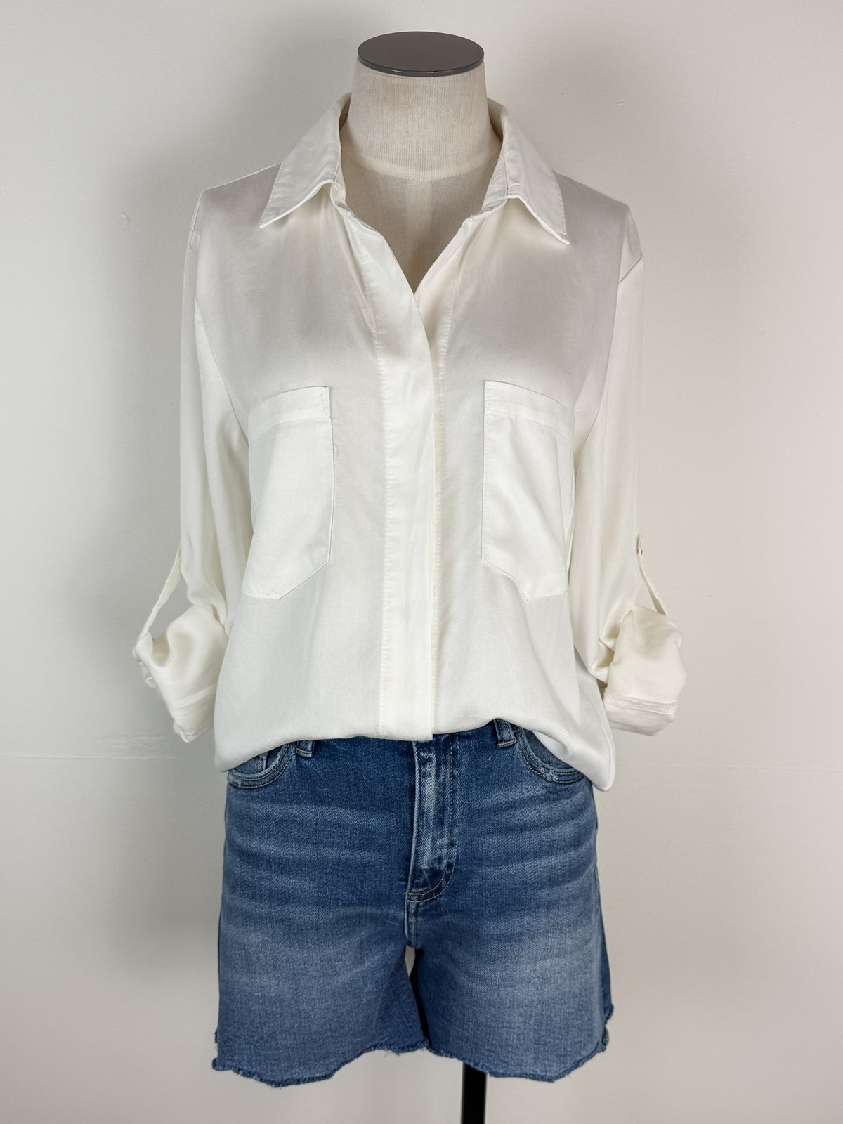 Nancy Button Down Top in Soft White
