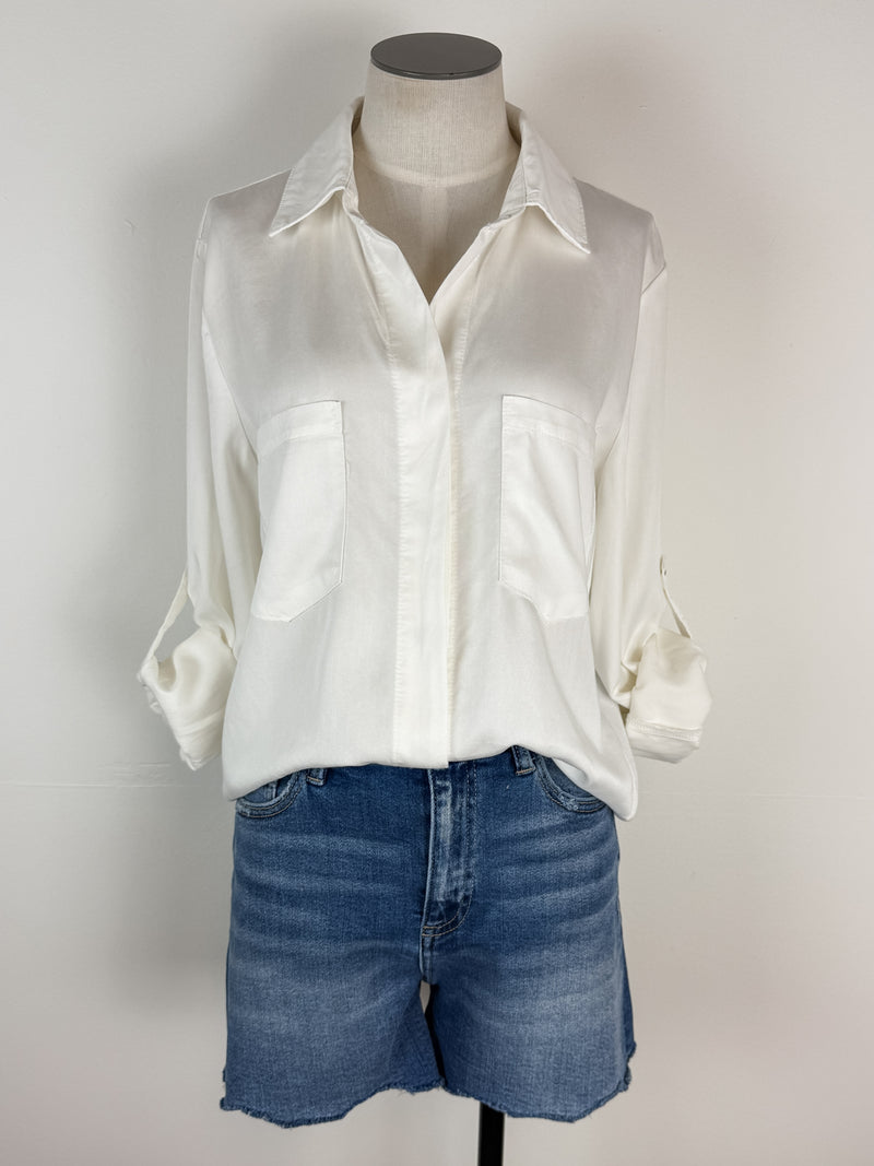 Nancy Button Down Top in Soft White