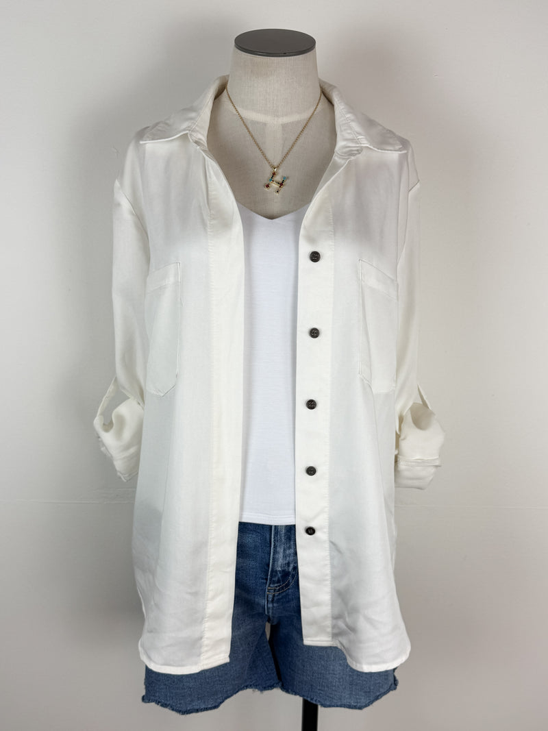 Nancy Button Down Top in Soft White