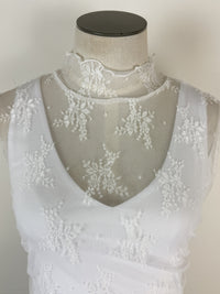 Belle Floral Lace Tank in White