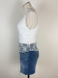 Belle Floral Lace Tank in White