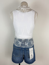 Belle Floral Lace Tank in White