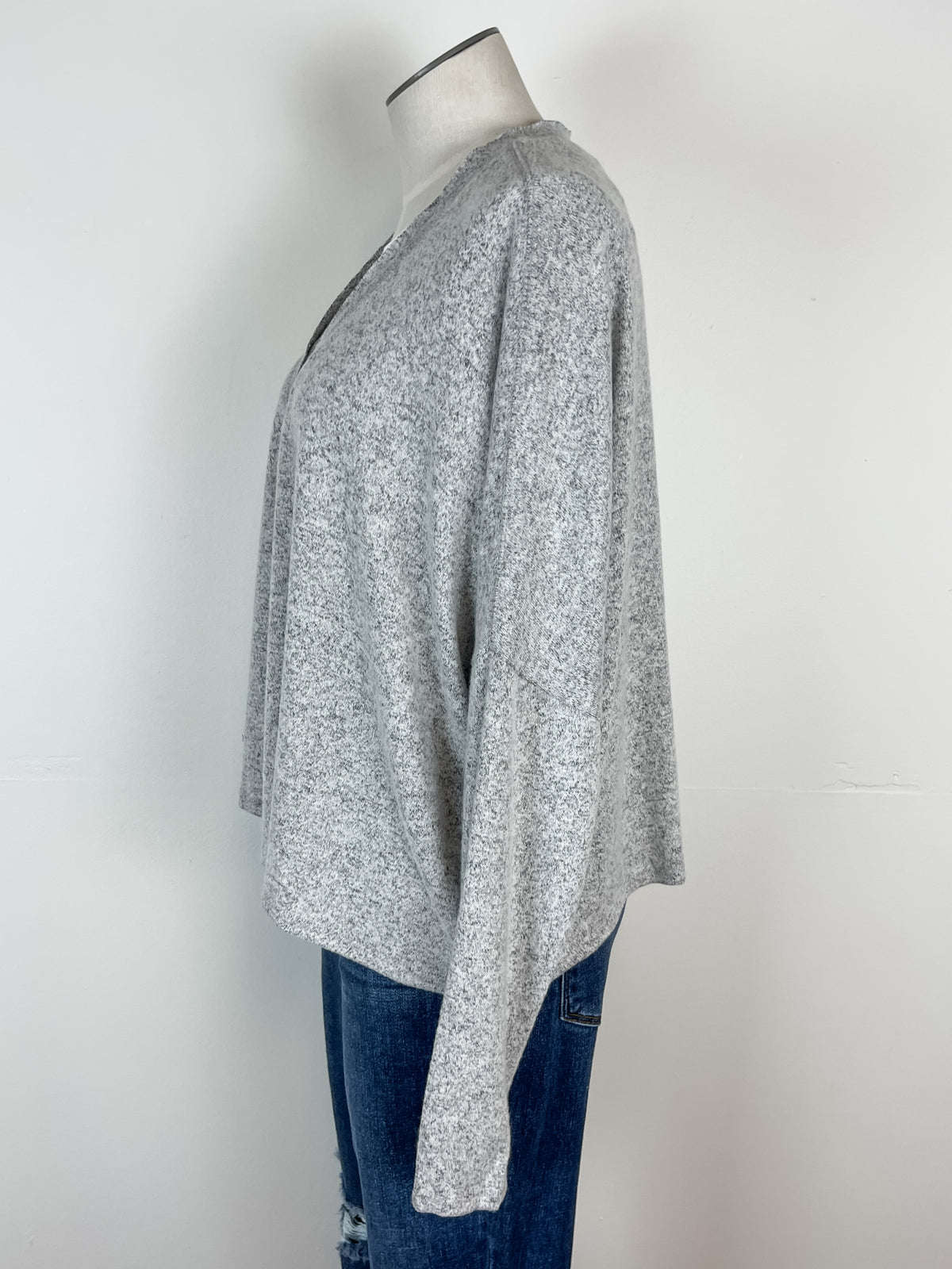 Devan Faux Cardigan in Heather Grey