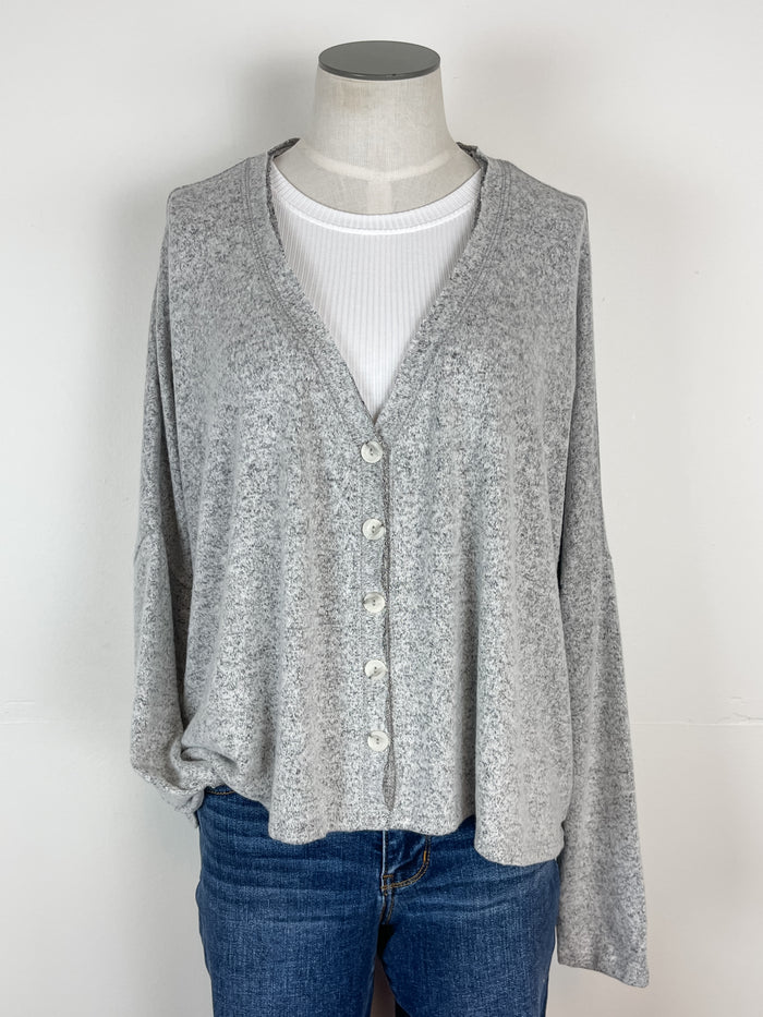 Devan Faux Cardigan in Heather Grey