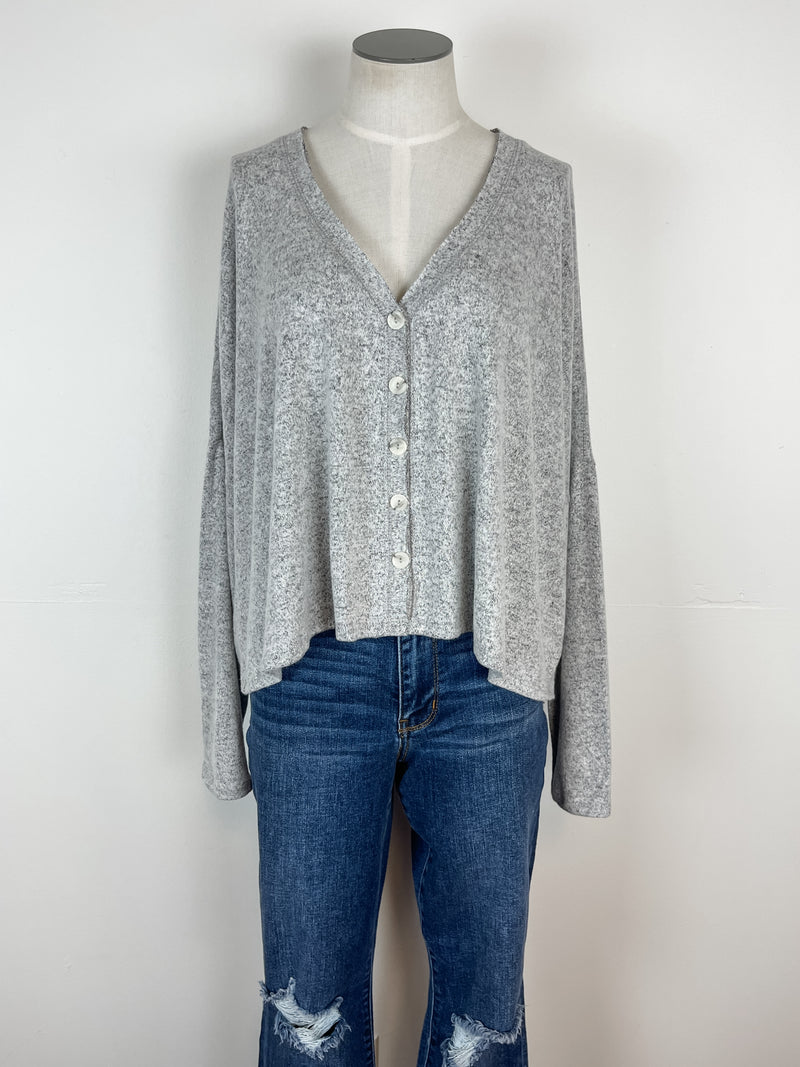 Devan Faux Cardigan in Heather Grey