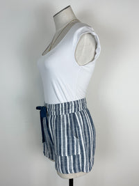 Striped Linen Shorts in Denim