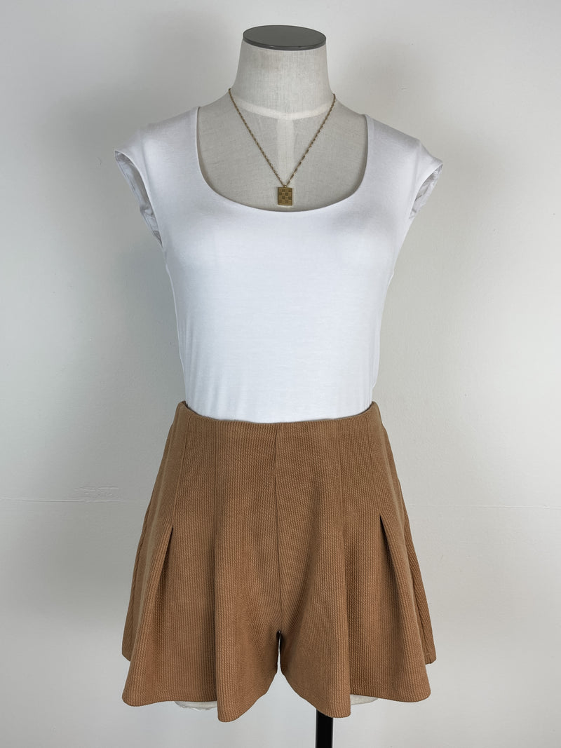 Ribbed Tennis Shorts in Mocha