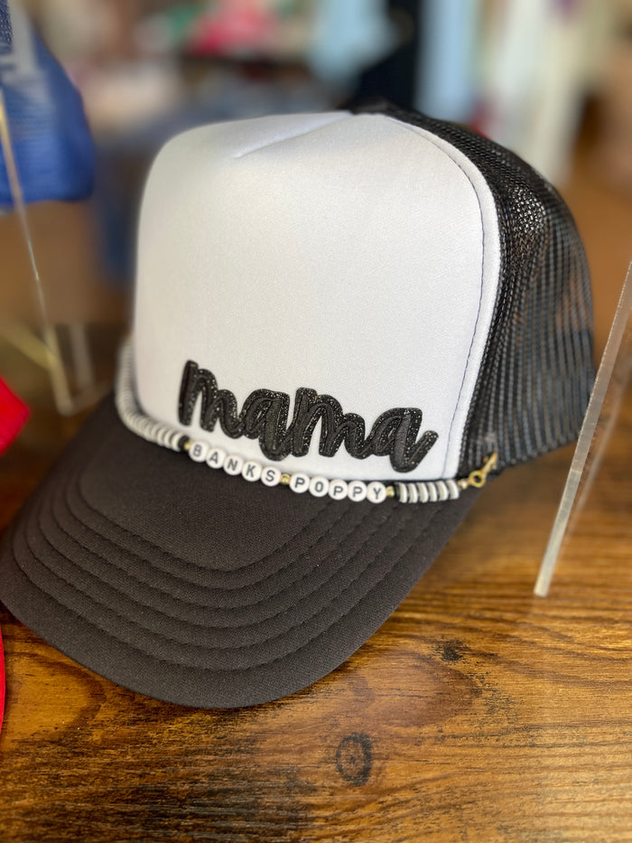 Custom Mama Patch Trucker Hat with Chain