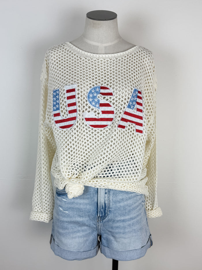 Eleanor USA Open Knit Top in Ivory