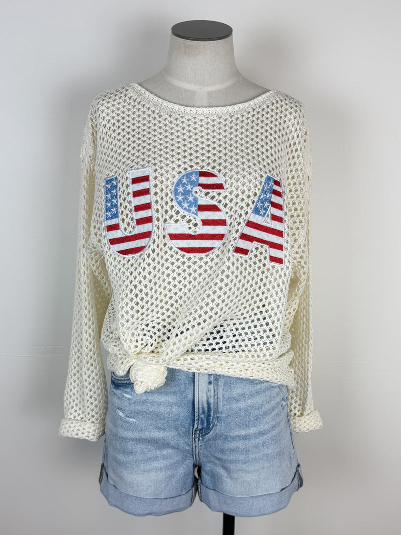 Eleanor USA Open Knit Top in Ivory
