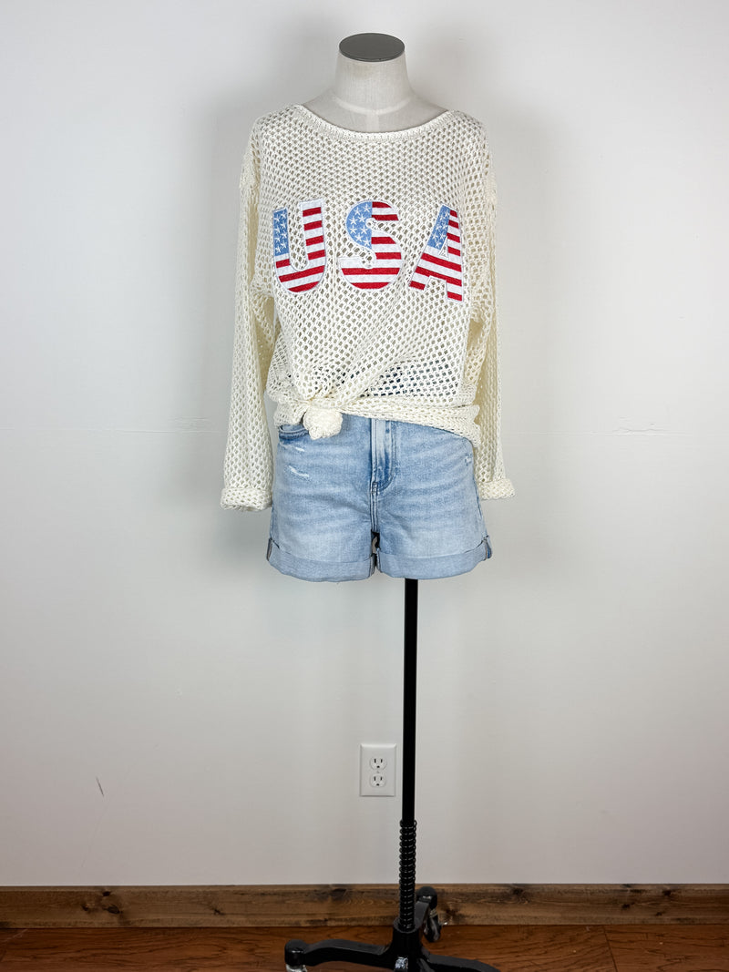 Eleanor USA Open Knit Top in Ivory