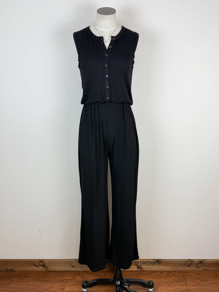 Naomi Ribbed Jumpsuit in Black