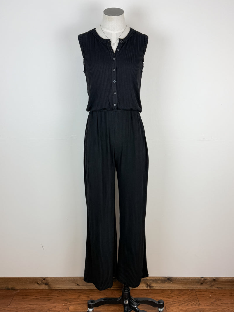 Naomi Ribbed Jumpsuit in Black