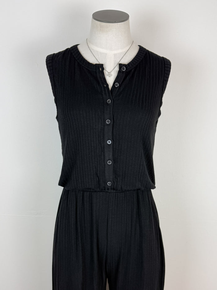 Naomi Ribbed Jumpsuit in Black