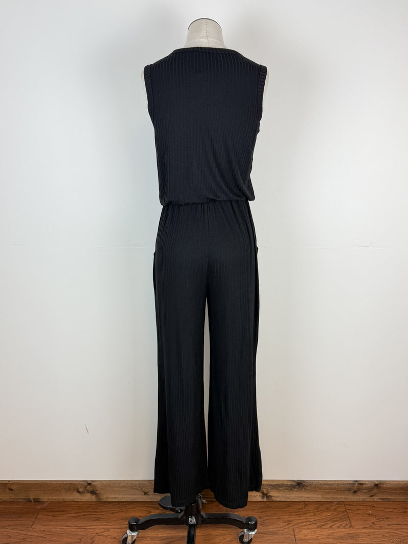 Naomi Ribbed Jumpsuit in Black