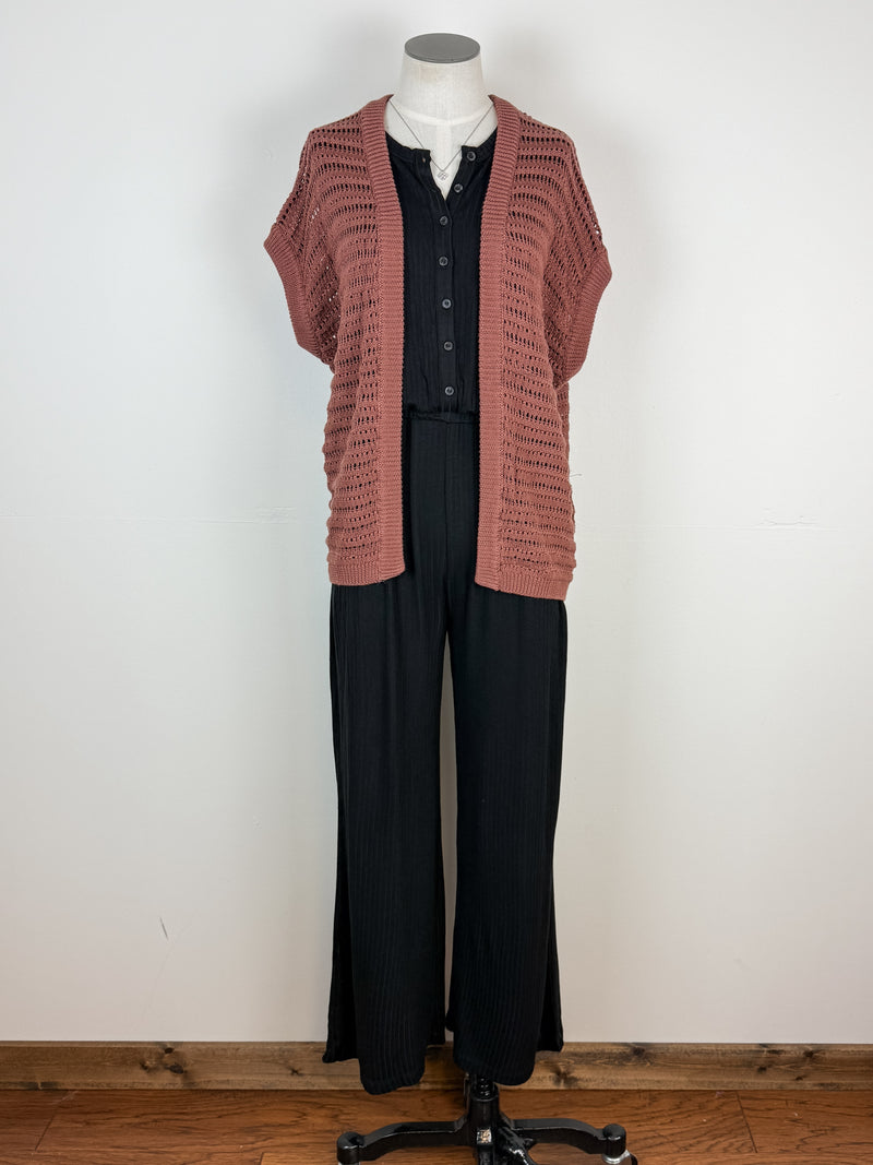 Naomi Ribbed Jumpsuit in Black