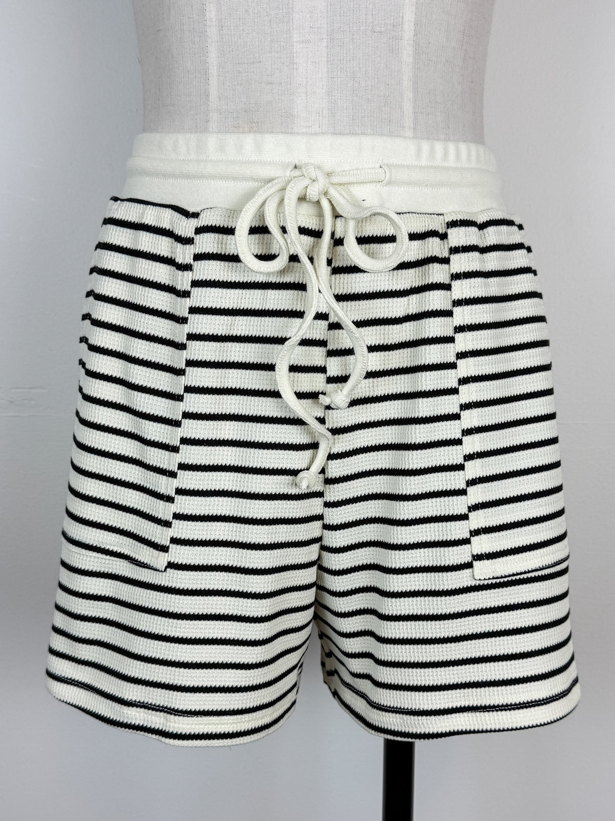 Lyla Striped Tee and Short Set in Ivory/Black