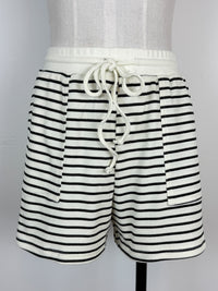Lyla Striped Tee and Short Set in Ivory/Black