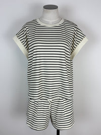 Lyla Striped Tee and Short Set in Ivory/Black