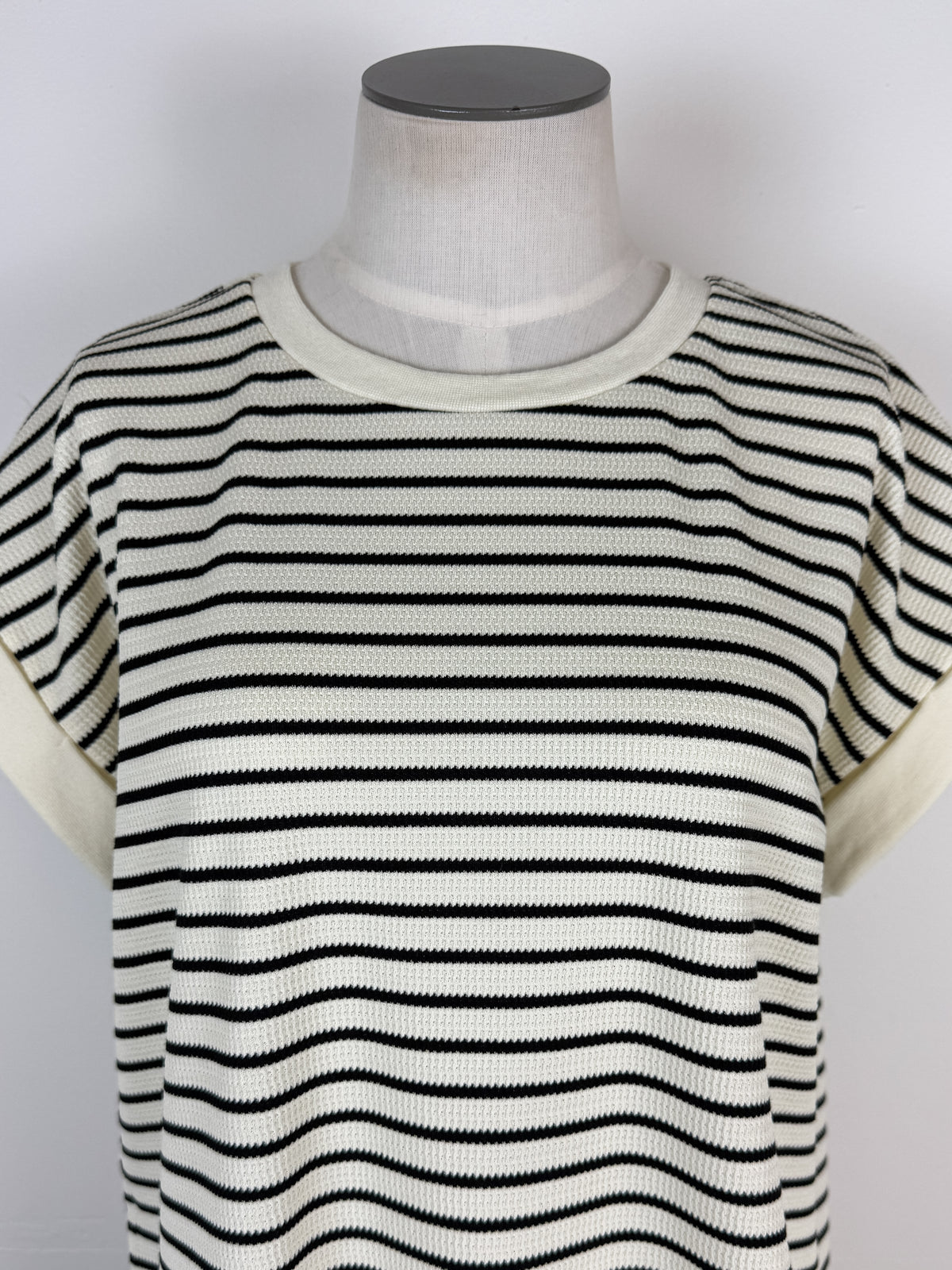 Lyla Striped Tee and Short Set in Ivory/Black
