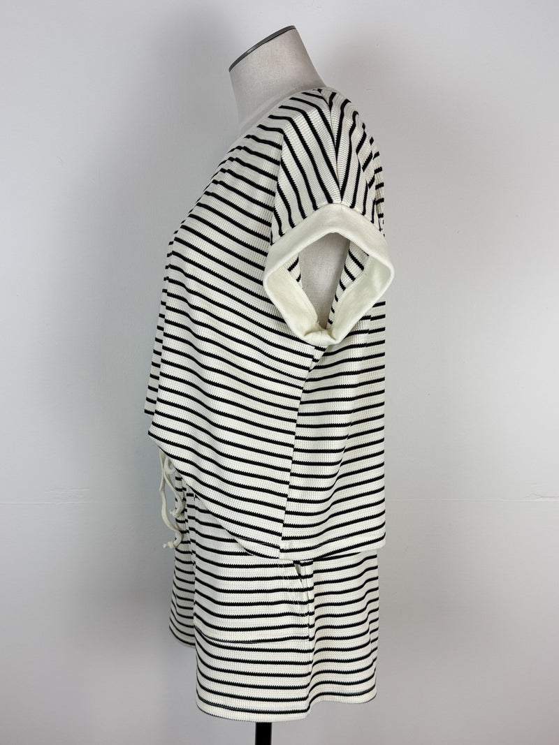 Lyla Striped Tee and Short Set in Ivory/Black