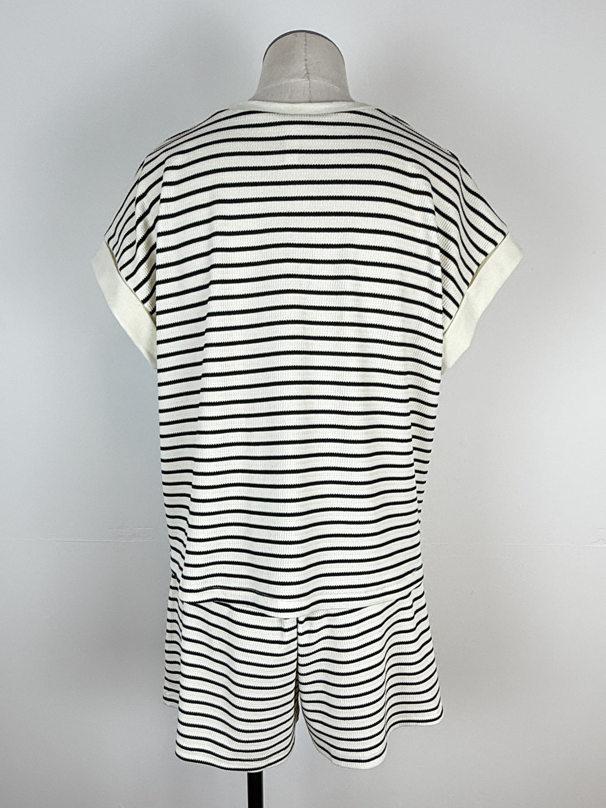 Lyla Striped Tee and Short Set in Ivory/Black