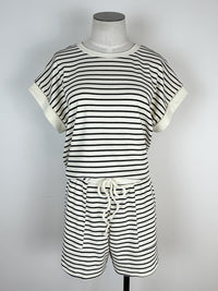 Lyla Striped Tee and Short Set in Ivory/Black