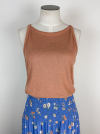 Riley Tiered Floral Midi Skirt in Blue Combo