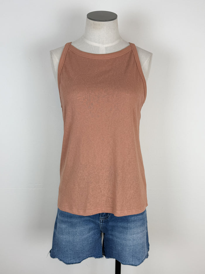 Ellie High Neck Basic Tank in Ginger