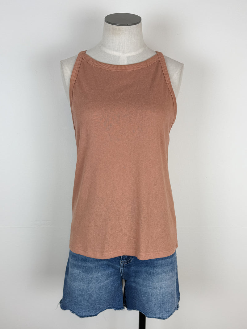 Ellie High Neck Basic Tank in Ginger