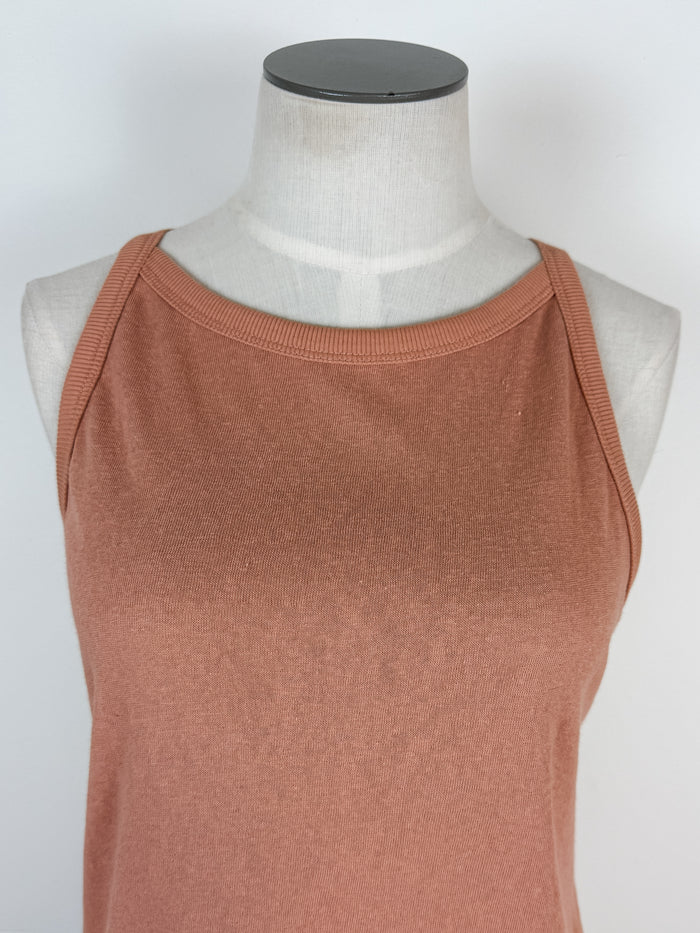 Ellie High Neck Basic Tank in Ginger