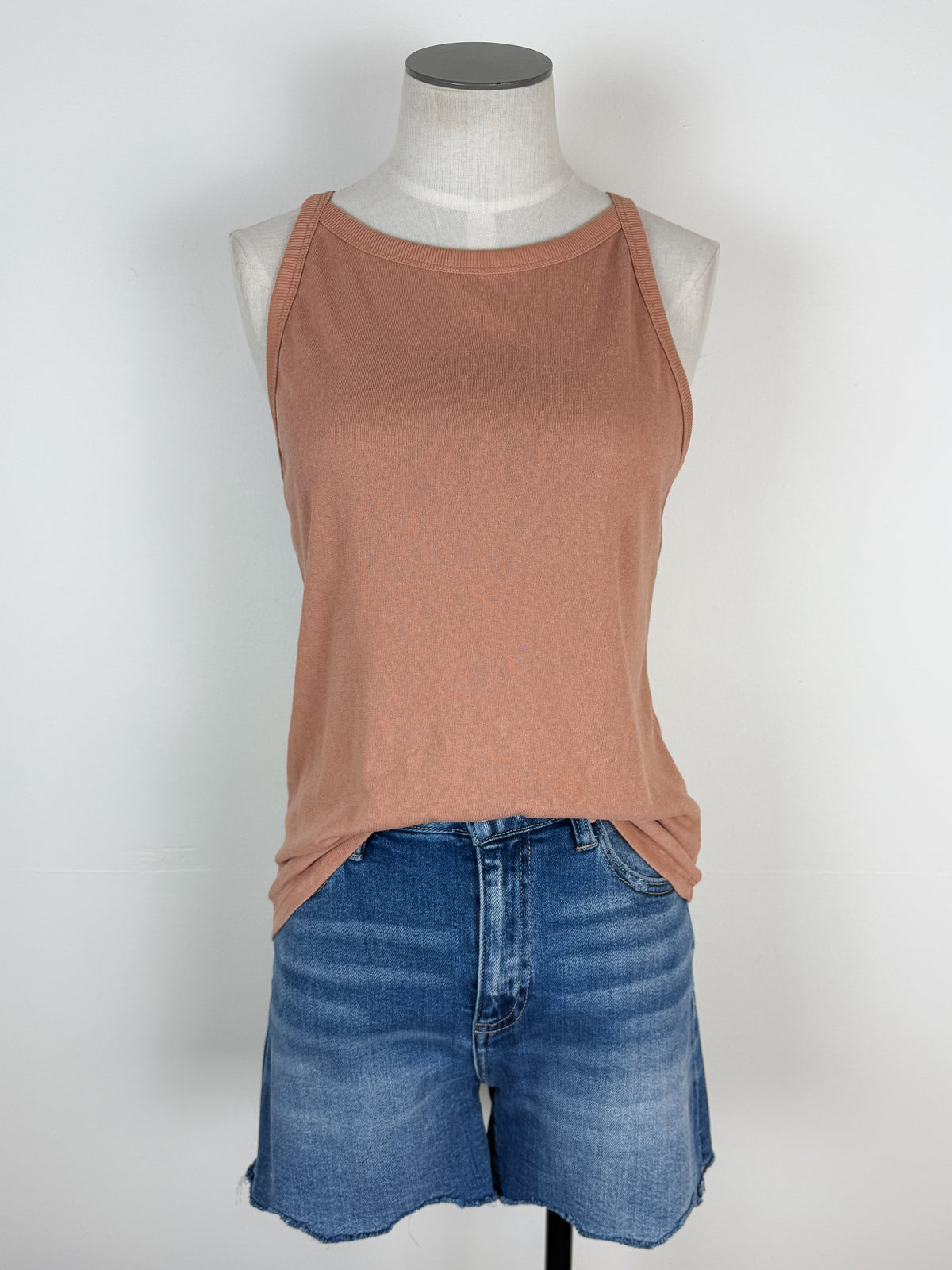 Ellie High Neck Basic Tank in Ginger