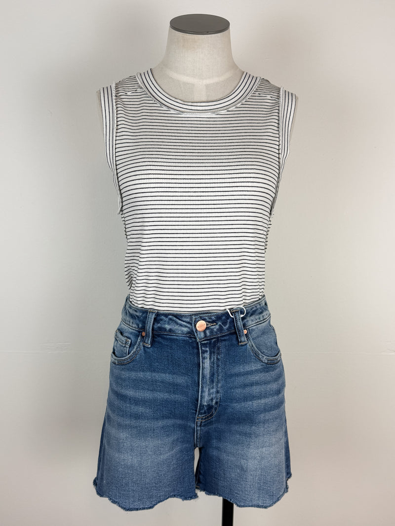 Isla Striped Tank in White/Black