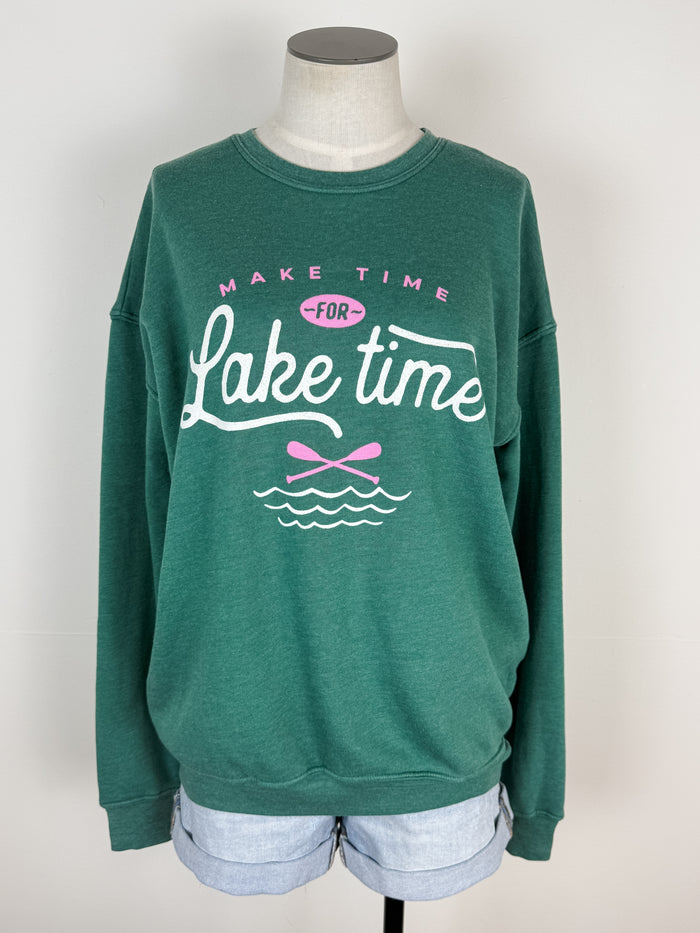 Make Time for Lake Time Mineral Wash Sweatshirt in Dusty Green