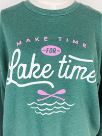 Make Time for Lake Time Mineral Wash Sweatshirt in Dusty Green
