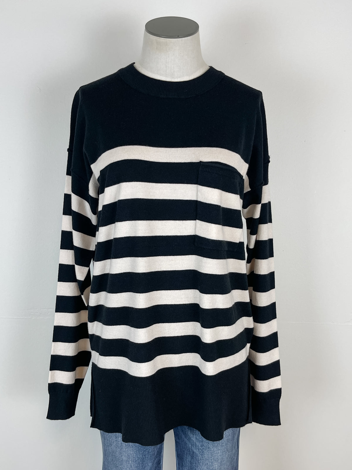 Paige Striped Sweater in Black