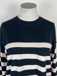 Paige Striped Sweater in Black