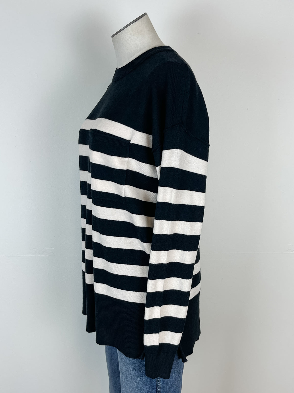 Paige Striped Sweater in Black