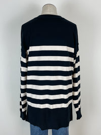 Paige Striped Sweater in Black