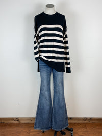 Paige Striped Sweater in Black