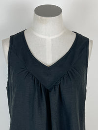 Estella V Neck Ruched Tank in Black