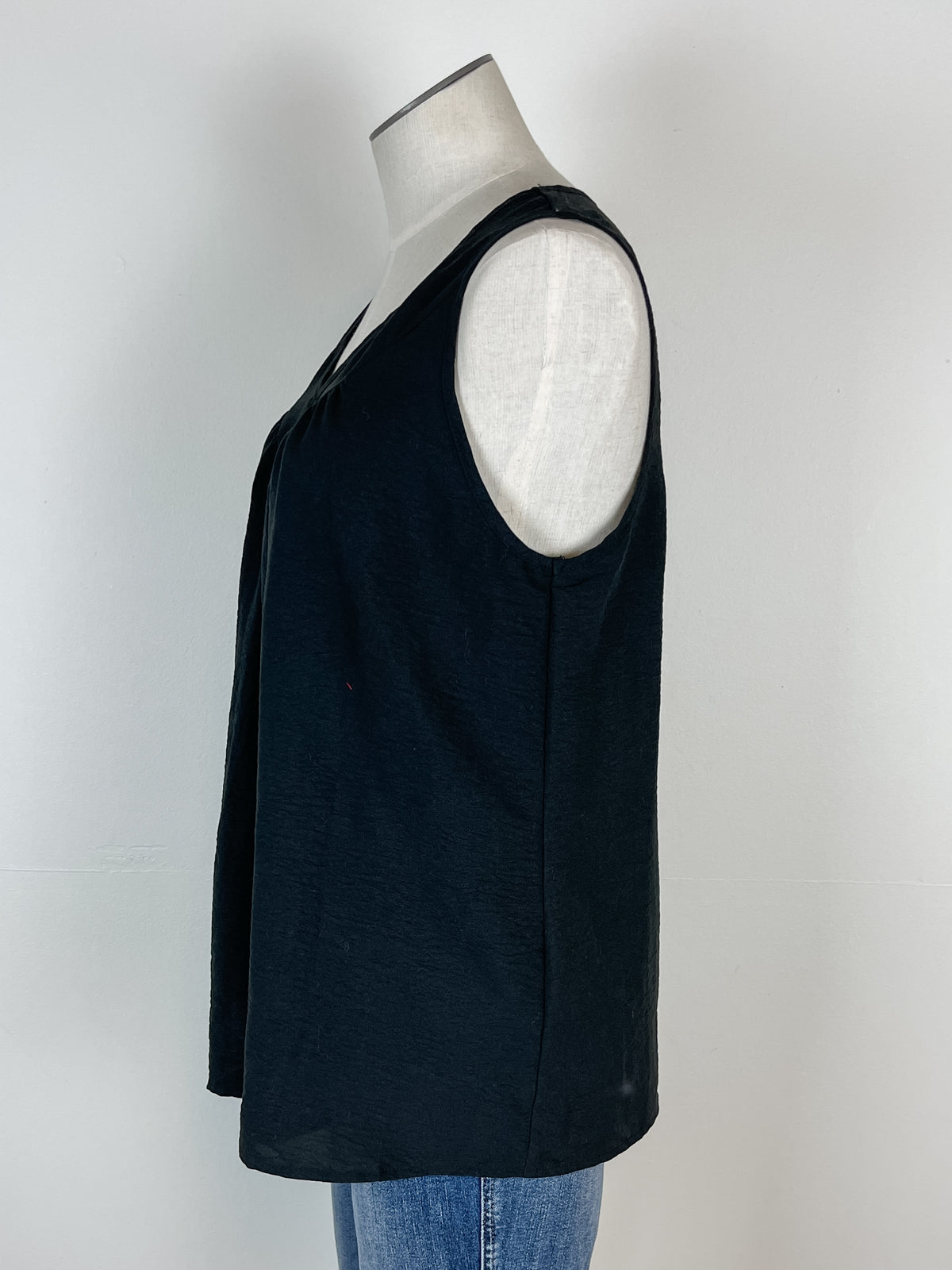 Estella V Neck Ruched Tank in Black