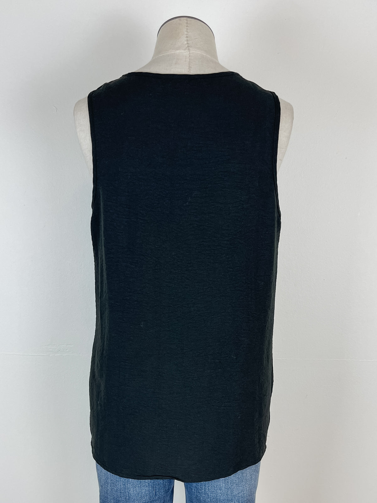 Estella V Neck Ruched Tank in Black